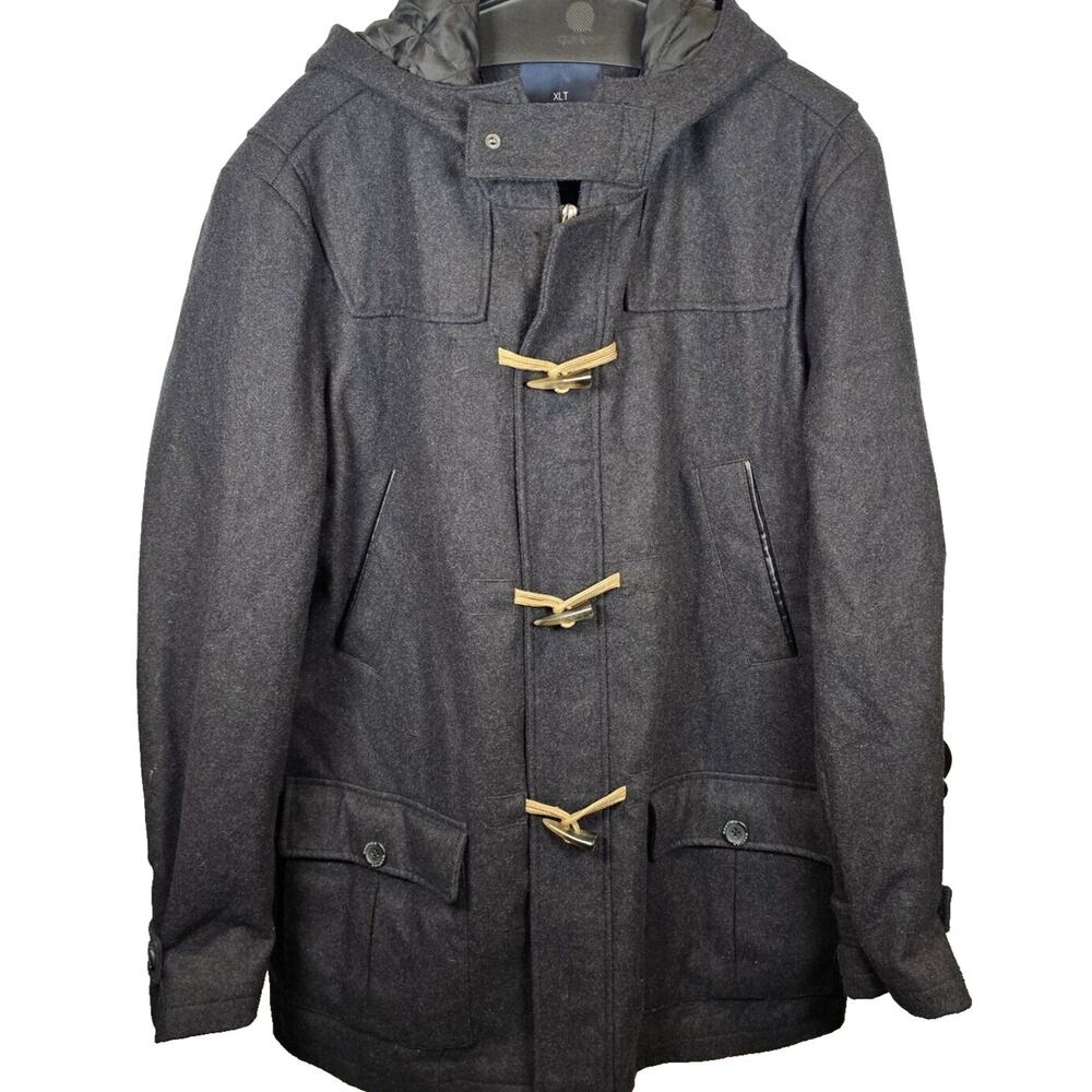 Men's Nautica Wool Blend Full Zip Toggle Clasp Size XLT Dark Gray Grey